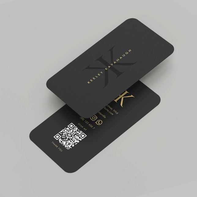 Modern svartvit monogram K-Professionell Visitkort (Modern Monogram K Black Gold Professional Business Card
)