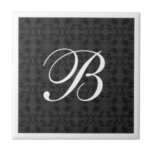 Modern svartvit Monogram Kakelplatta
