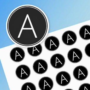 Modern svartvit monogram klistermärke