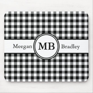 Modern svartvit monogram Mönster Musmatta