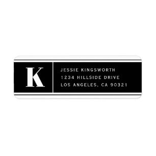 Modern svartvit monogram-Returadress Returadress Etikett