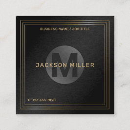 Modern svartvit och Guld Anpassningsbar Monogram-P Fyrkantigt Visitkort