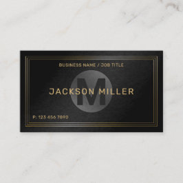 Modern svartvit och guld Anpassningsbar Monogram-P Visitkort