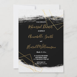 Modern Svartvit och Guld-vattenfärg G Rehearsal Mi Inbjudningar