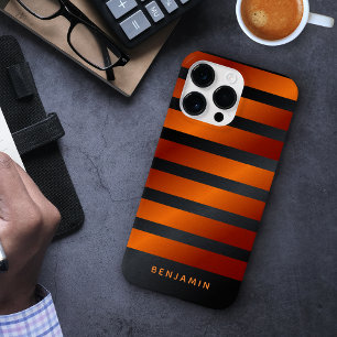 Modern svartvit och monogrammad Orange