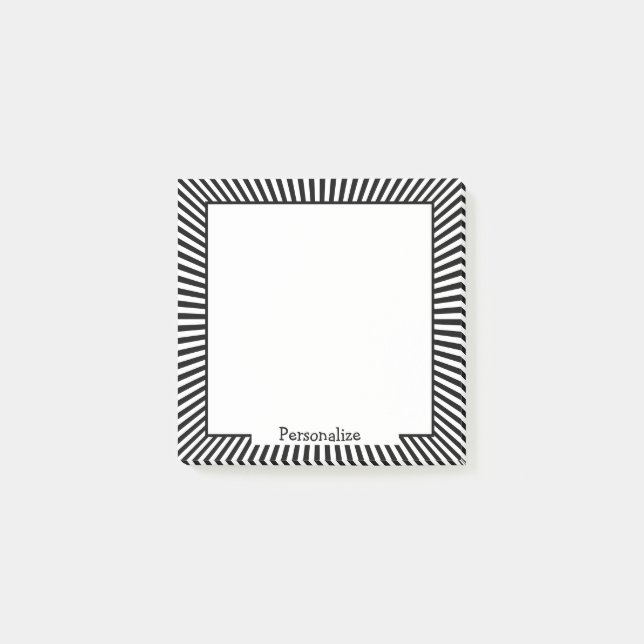 Modern svartvit optisk Rand-design Post-it Block (Framsida)