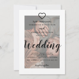 Modern svartvit överläggningsbild för elegant bröl inbjudningar