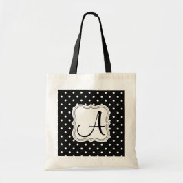 Modern svartvit polka dots monogrammad tygkasse
