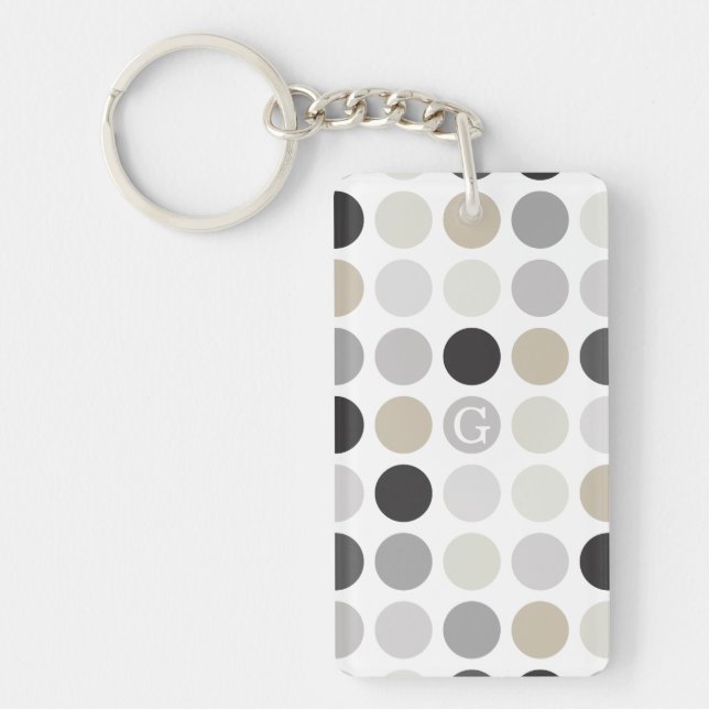 Modern svartvit polka dots mönster monogram (Framsidan)