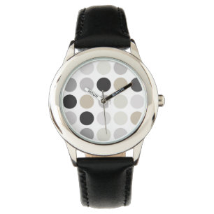 Modern svartvit polka dots mönster monogram armbandsur