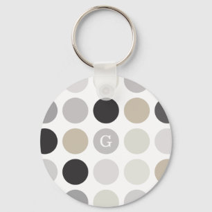 Modern svartvit polka dots mönster monogram nyckelring