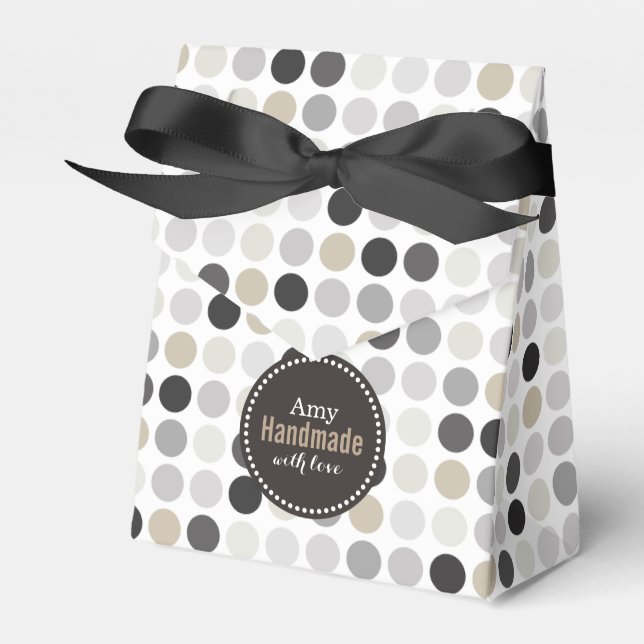 Modern svartvit polka dots mönster monogram presentaskar (Framsidan Sidan)