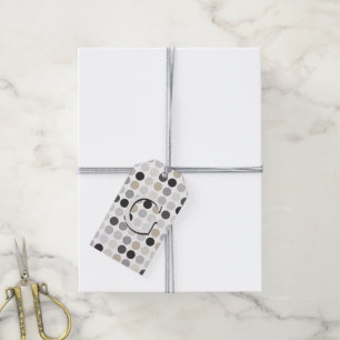 Modern svartvit polka dots mönster monogram presentetikett