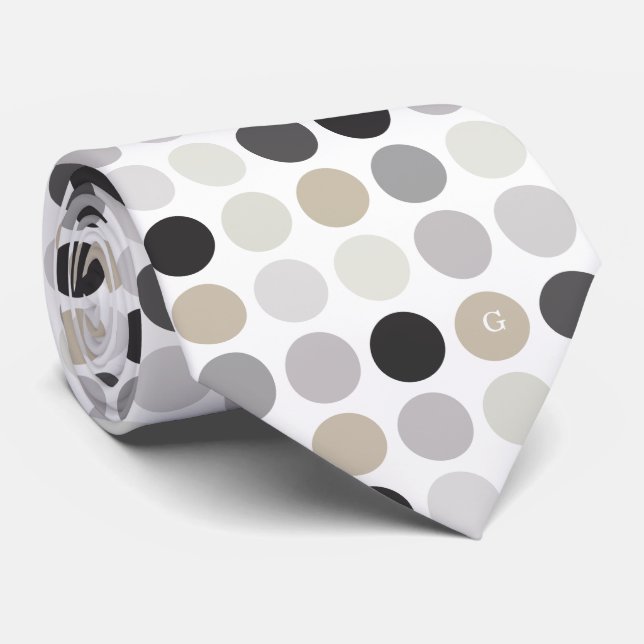Modern svartvit polka dots mönster monogram slips (Rullad)