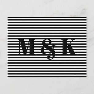 Modern svartvit rand anpassningsbar par initialer vykort