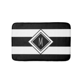 Modern svartvit Rand Monogram Badrumsmatta