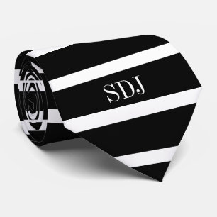 Modern svartvit Rand Monogram Manar Slips