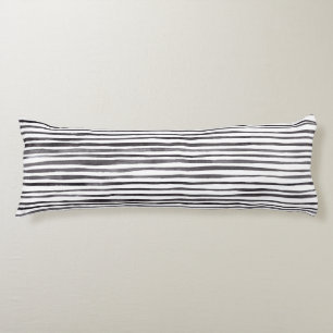 Modern Svartvit Rand-vattenfärg  Kroppskudde