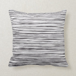 Modern Svartvit Rand-vattenfärg   Kudde