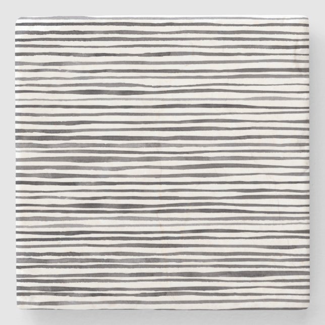 Modern Svartvit Rand-vattenfärg   Stenunderlägg (Framsidan)