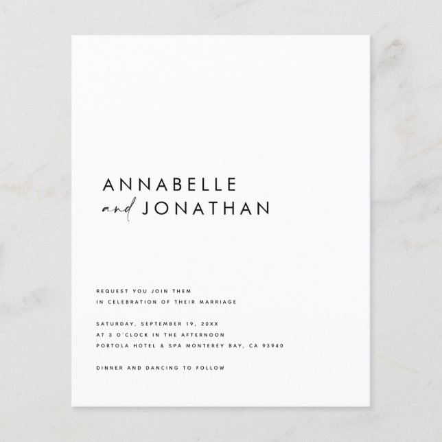 Modern svartvit skript - minimal contemporary flygblad (Framsidan)