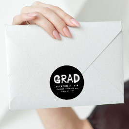 Modern svartvit strålningsfärg Studenten Runt Klistermärke