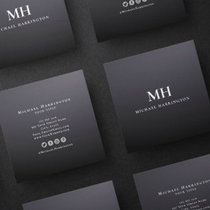 Modern svartvit svartvit Coola i Monogram Fyrkantigt Visitkort
