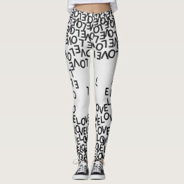 Modern svartvit text leggings