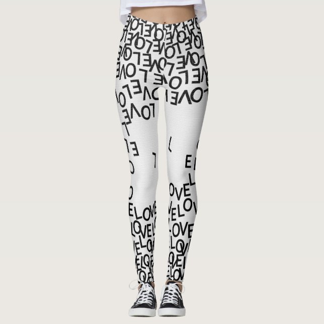 Modern svartvit text leggings (Framsida)