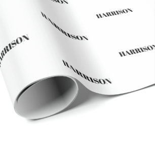 Modern svartvit text med eget namn Text på födel Presentpapper