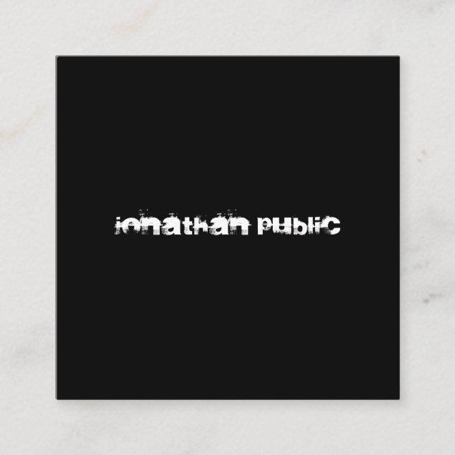 Modern, svartvit text och vit B&W-Elegant Fyrkantigt Visitkort (Framsida)