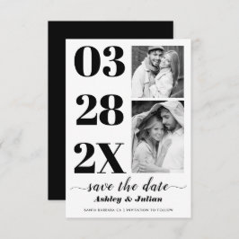 Modern svartvit tvåfoto spara datumet