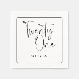 Modern svartvit typografi 21 fotofödelsedag pappersservett
