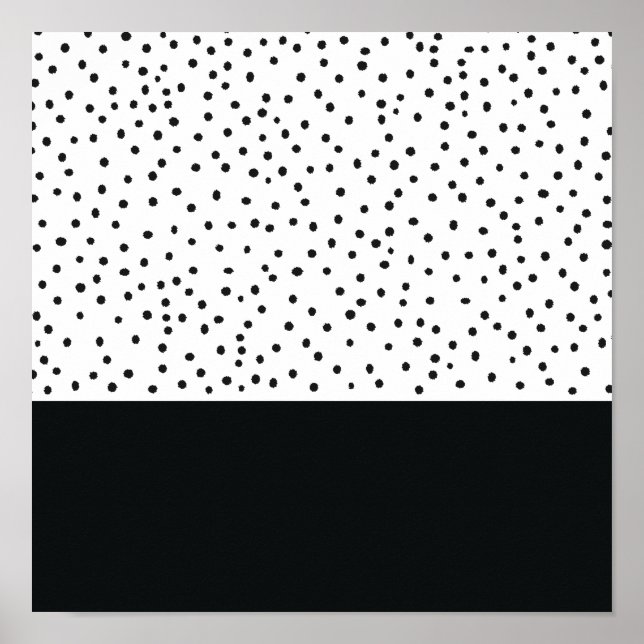 Modern svartvit vattenfärg polka dots mönster poster (Framsidan)