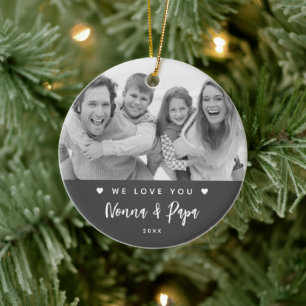 Modern svartvitt fotofilter julgransprydnad keramik