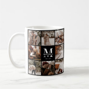 Modern svartvitt multifoto Collage Keepsaké Kaffemugg