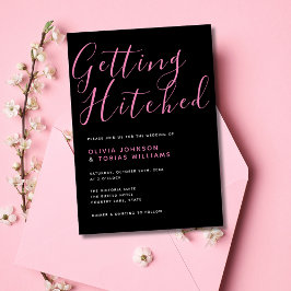 Modern svartvitt och Rosa som har kommit i kapp Inbjudningar