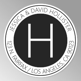 Modern svartvitt-Returadress eller produkt Runt Klistermärke