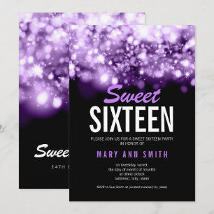 Modern svenska 16 Party Lila Sparkling Ljus Inbjudningar