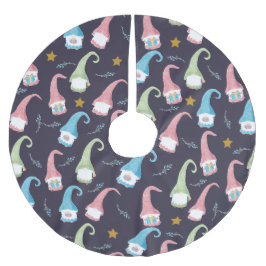 Modern svenska gnomes mönster träd skirt julgransmatta borstad polyester