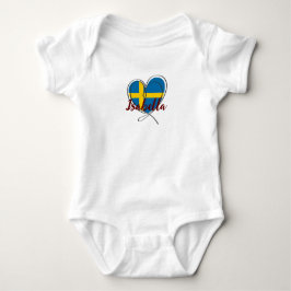 Modern Sverige Flagga Cute Heart-eget namn T Shirt