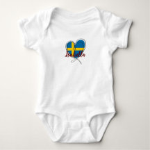 Modern Sverige Flagga Cute Heart-eget namn
