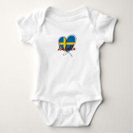 Modern Sverige Flagga Cute Heart-eget namn T Shirt