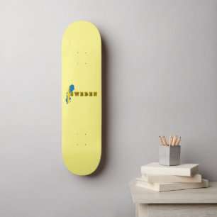 Modern sverige Sveda Art Brev karta Flagga Souveni Mini Skateboard Bräda 18,5 Cm