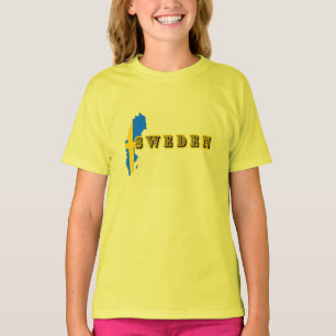 Modern sverige Sveda Art Brev karta Flagga Souveni T Shirt
