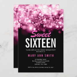 Modern Sweet 16 Party Rosa Sparkling Ljus Inbjudningar