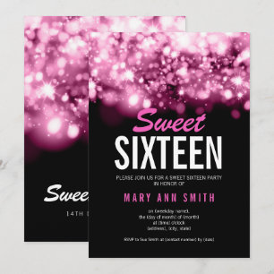 Modern Sweet 16 Party Rosa Sparkling Ljus Inbjudningar