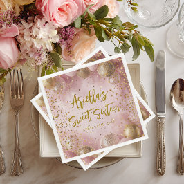 Modern sweet 16 pink gold balloons pappersservett