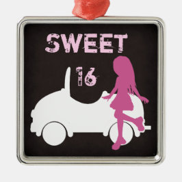 Modern Sweet 16 Silhouette Ornament