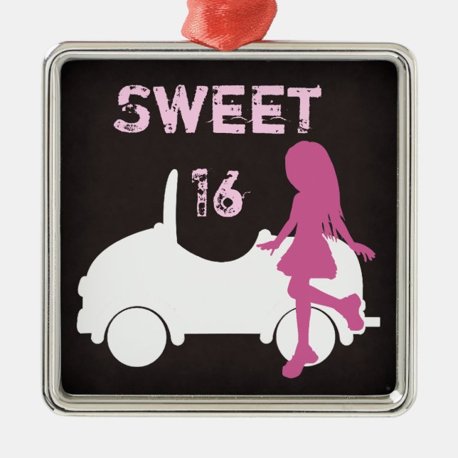 Modern Sweet 16 Silhouette Ornament (Framsidan)